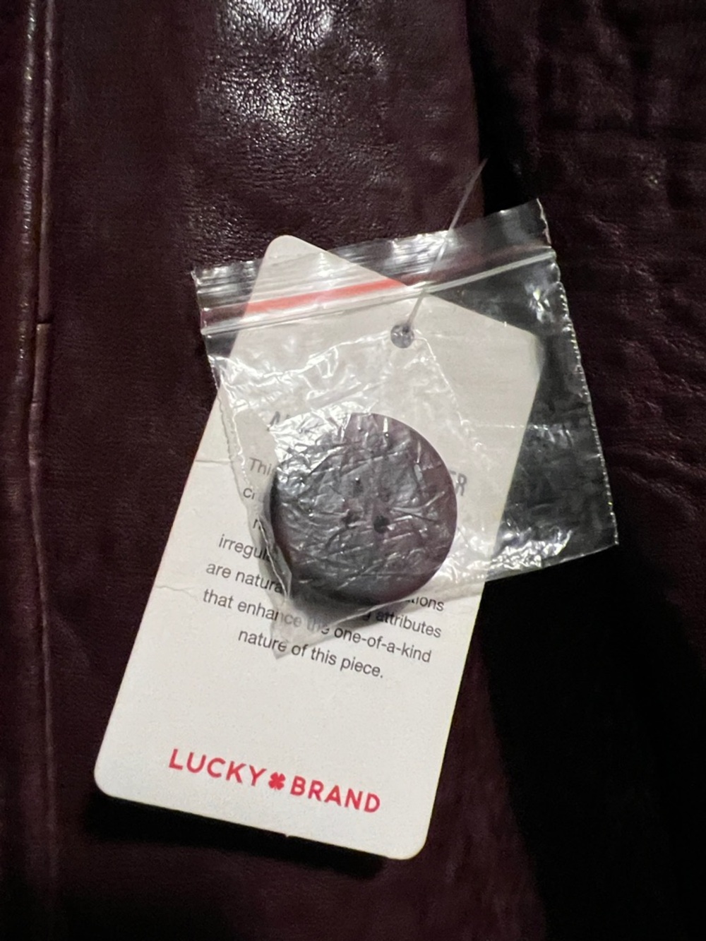 Lucky Brand Burgundy Double-Breasted Leather Peacoat - Picture 9 of 12